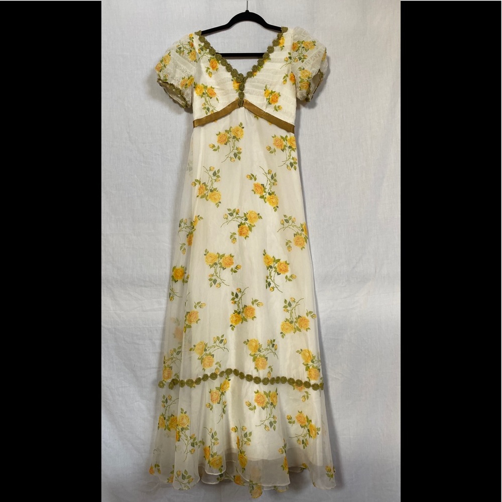 Vintage flower girl 60’s Sheer Maxi Size S